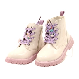 Lacquered Boots With Decorative Cufflinks Miss 23DZ23-6582 beige 2