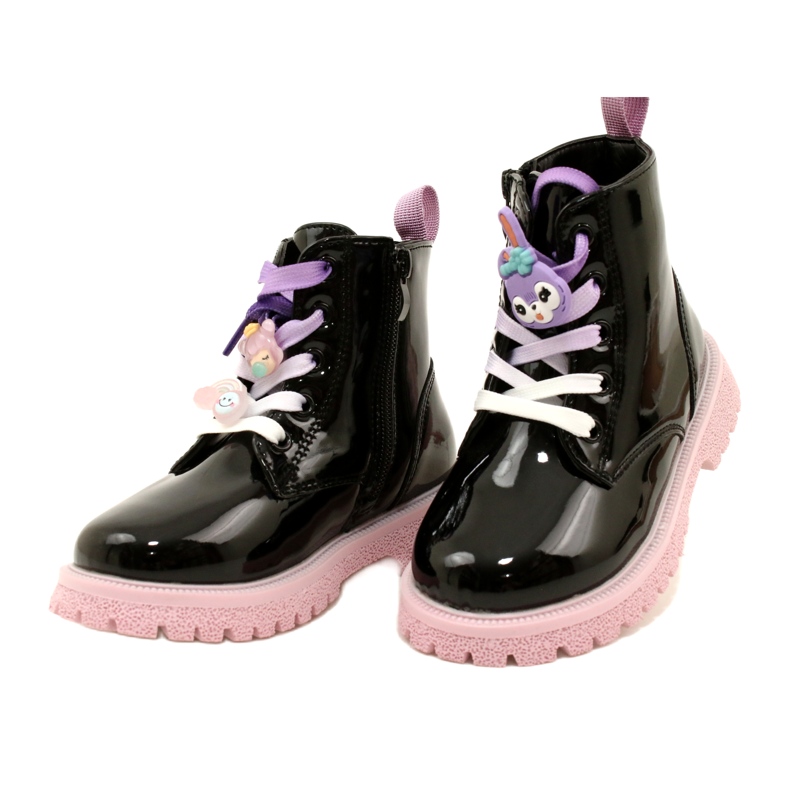 Lacquered Boots With Decorative Clips Miss 23DZ23-6582 black 3