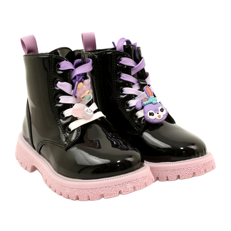 Lacquered Boots With Decorative Clips Miss 23DZ23-6582 black 6