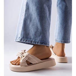 Beige platform sandals with a bow from Edvard 1