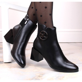 Women's boots on a decorative high heel, insulated, black, Potocki SZ12227 1
