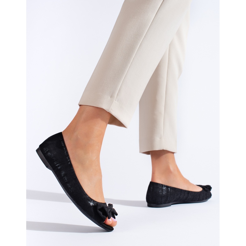 Goodin Open toe ballerinas with a bow black 1
