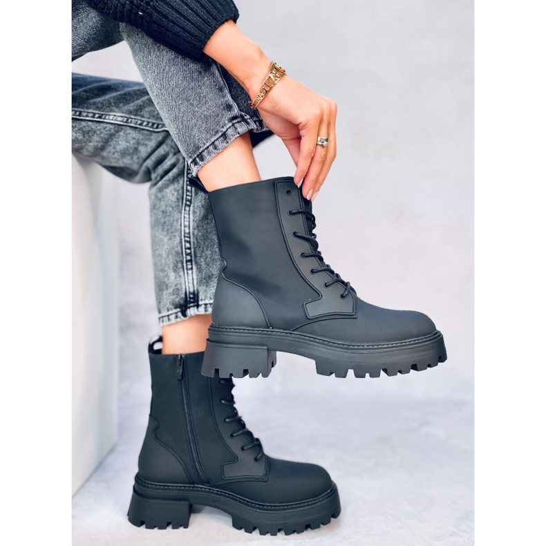 Tamar Black lace-up boots 2