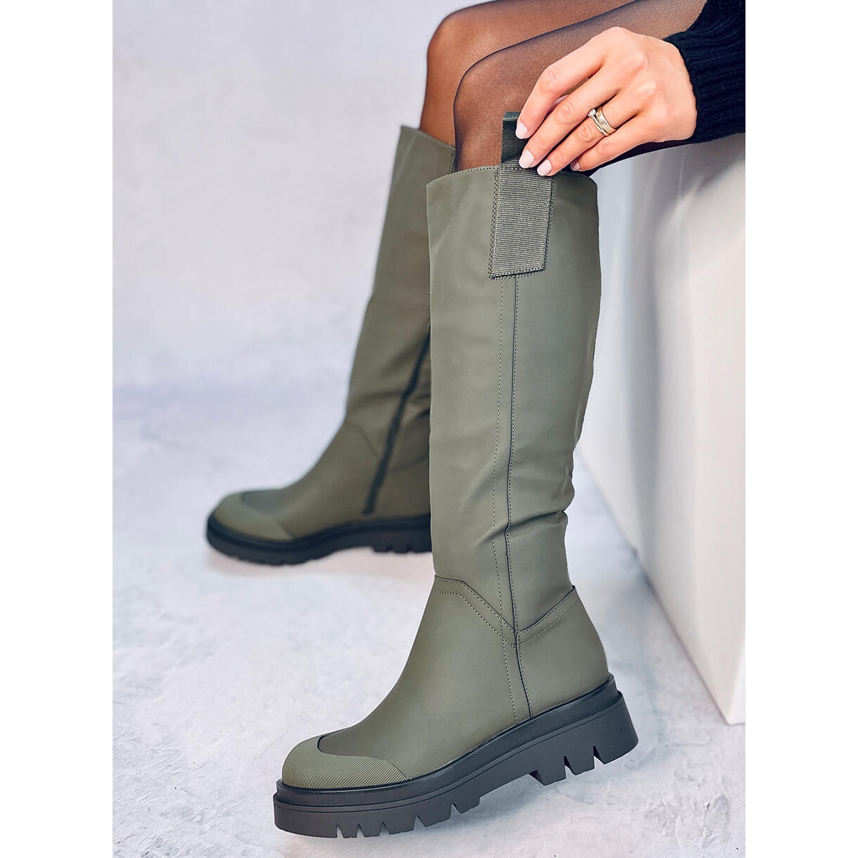 Olive green riding sales boots