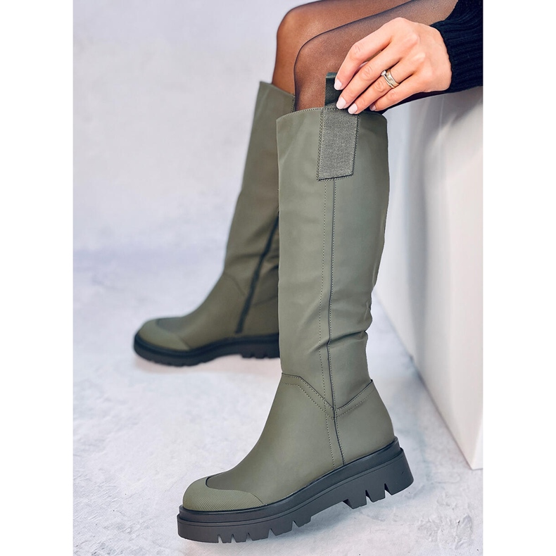 Women's Gibbs Army Green riding boots 1