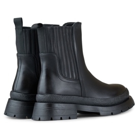 Black ankle boots made of eco-leather with a thick sole 1
