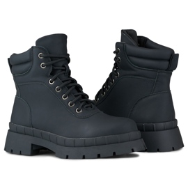Black women's lace-up boots 1