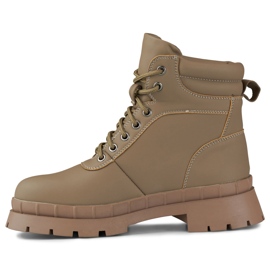 Brown women's lace-up boots beige 2