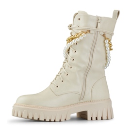 Beige women's baggies with a detachable decoration 1