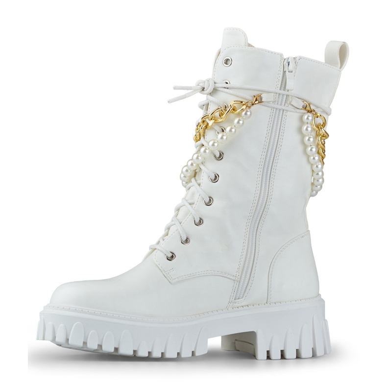 White women's baggies with a detachable decoration 1