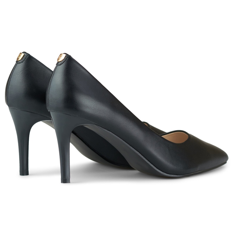 Black classic low women's high heels made of eco-leather 2 Black classic low women's high heels made of eco-leather 2