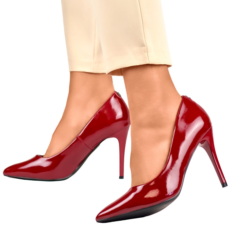 Women's red patent stilettos 1