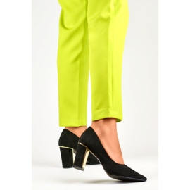 Women's black suede pumps with a comfortable high heel 2