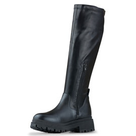 Black elastic women's boots made of eco-leather 1