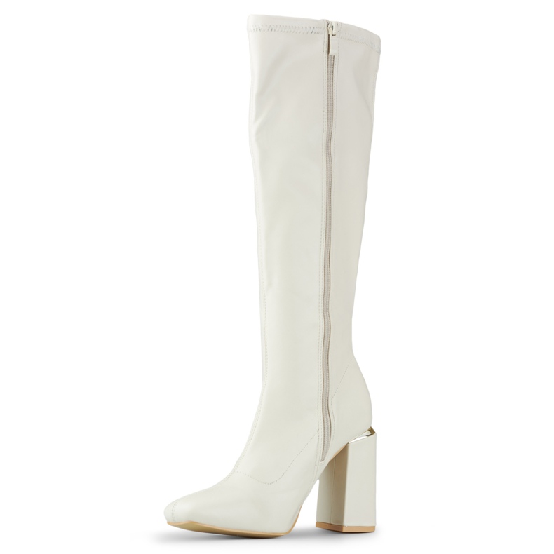 Beige high-heeled eco-leather boots 1 Beige high-heeled eco-leather boots 1