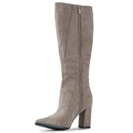 Women's knee-high boots beige 1