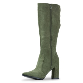 Olive women's knee-high boots green 1