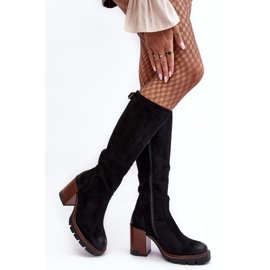 Vinceza Women's Black Alzeta Insulated Chunky High Heel Boots 2