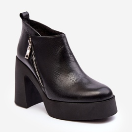 Women's Ankle Boots On A Massive High Heel With A Zipper 1755 Zazoo Black 1