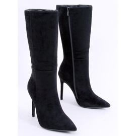 Classic suede high heel boots Marissa Black 1 Classic suede high heel boots Marissa Black 1
