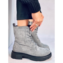 Lavey Gray suede lace-up boots grey 2