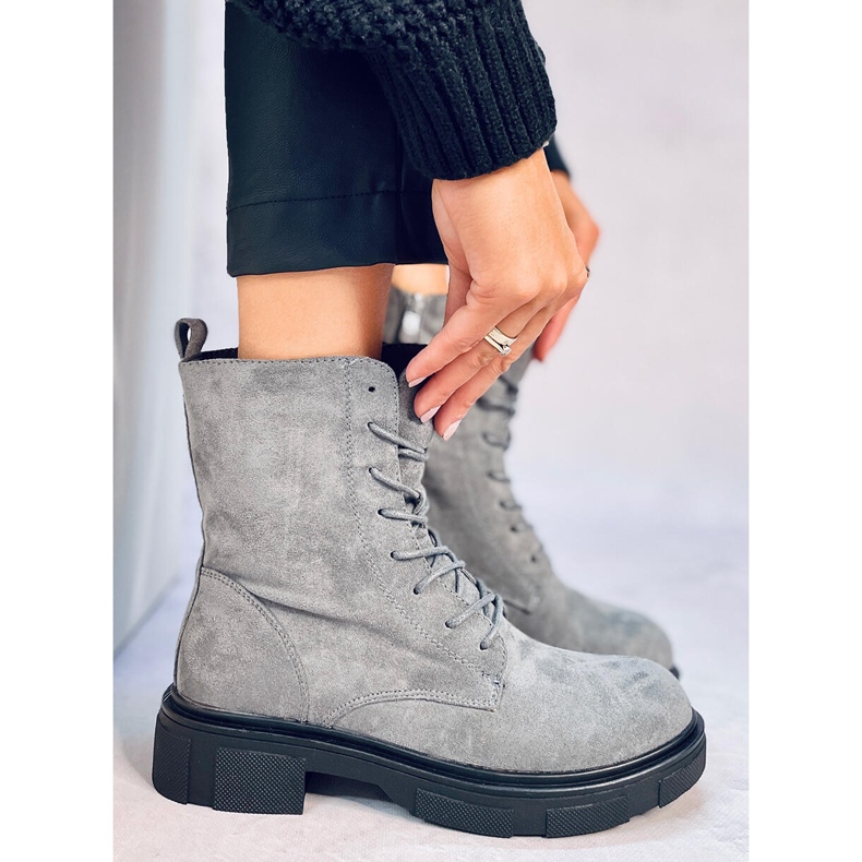 Lavey Gray suede lace-up boots grey 2