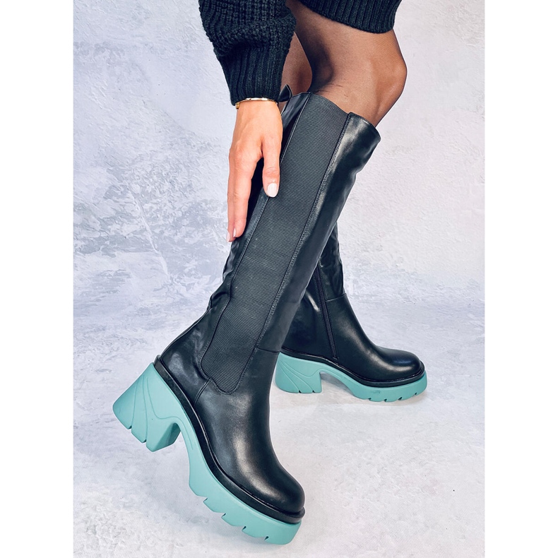 Boots with colored soles from Woods BLACK/GREEN 1