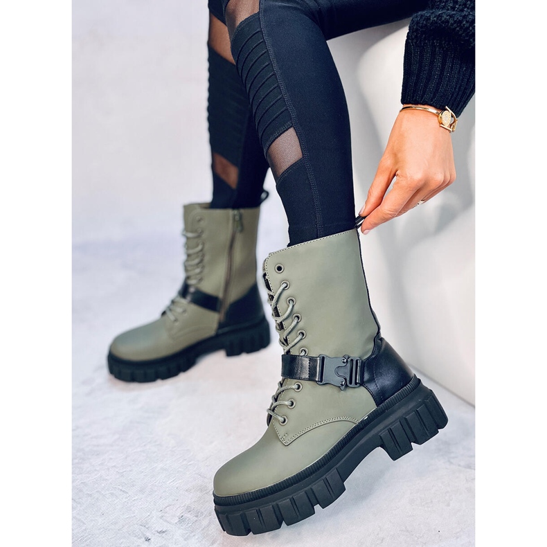 Kieran Green flat lace-up boots 1