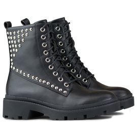 Women's rock workers made of eco-leather black 1