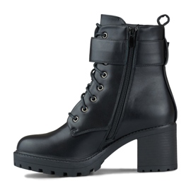 Women's black ankle boots with a large buckle 2