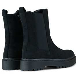 Black suede women's ankle boots with a thick sole 1