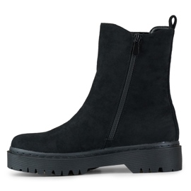 Black suede women's ankle boots with a thick sole 2