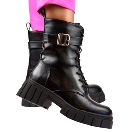 Stylish black women's workers' shoes with a thick sole 2