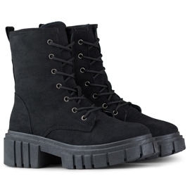 Women's black suede lace-up ankle boots 1