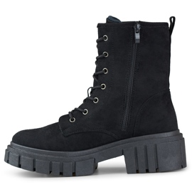 Women's black suede lace-up ankle boots 2