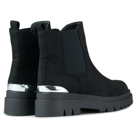 Women's suede Chelsea boots with silver decoration black 1
