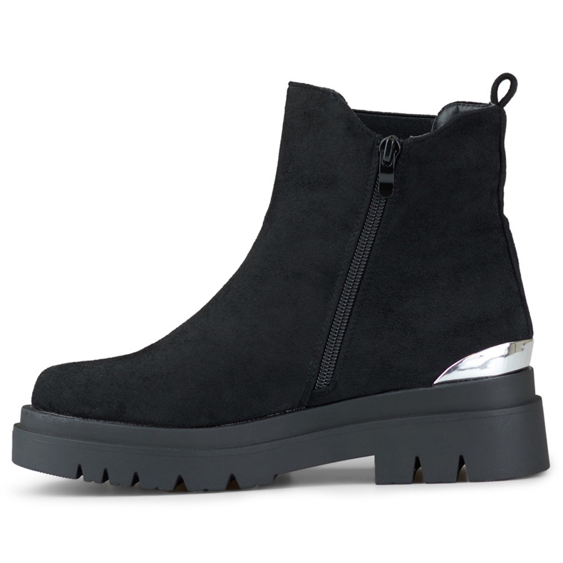 Women's suede Chelsea boots with silver decoration black 2