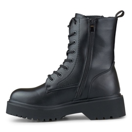 Black women's platform work boots with laces 2