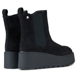Laila suede wedge boots black 1