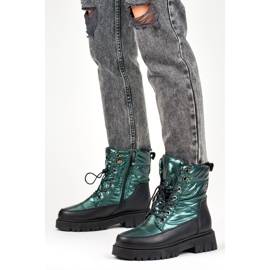 Women's thick, insulated winter boots green 2