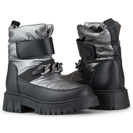 Women's snow boots with chain Selena silver 1