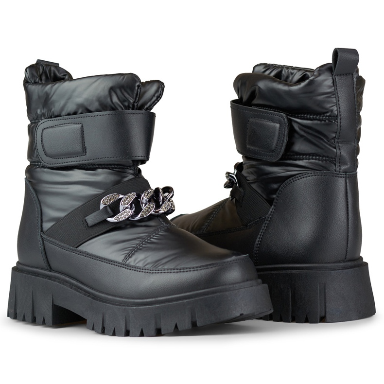 Women's snow boots with chain Selena black 1