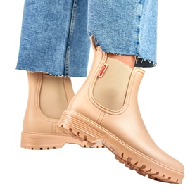 Beige women's Wellington boots 1
