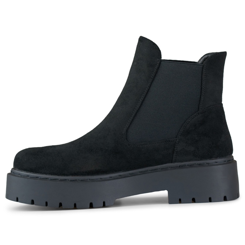 Suede women's Chelsea boots with a thick sole black 2