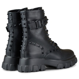 Black women's worker boots with studs 1