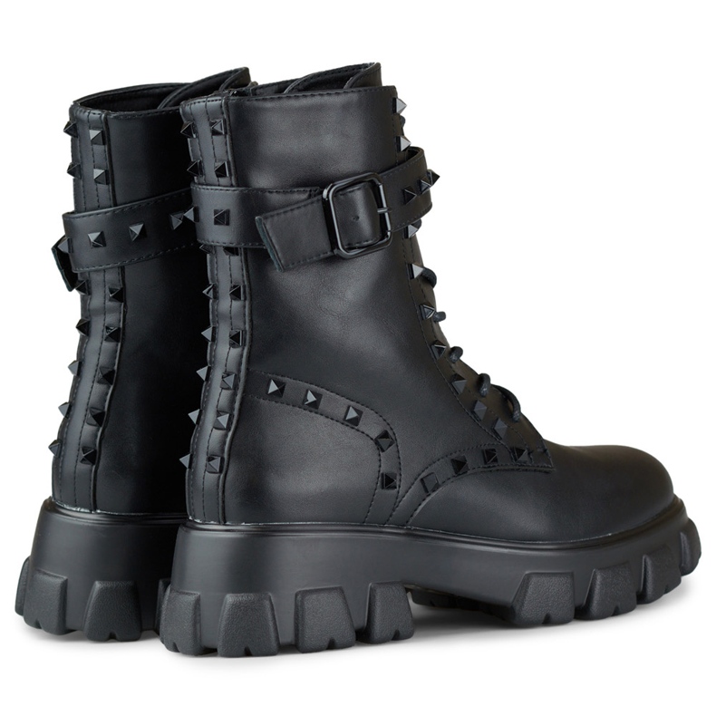 Black women's worker boots with studs 1