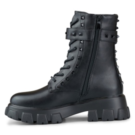 Black women's worker boots with studs 2