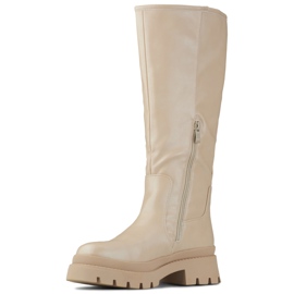 Beige boots with a wide upper 1