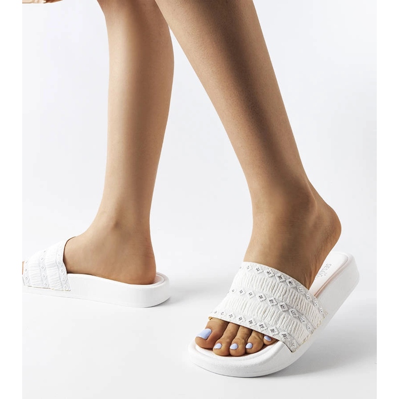 White sliders decorated with ruffles by Ernest 2