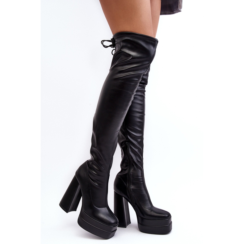 Black Yoge Women's Over-the-Knee Boots with Platform and High Heel 1